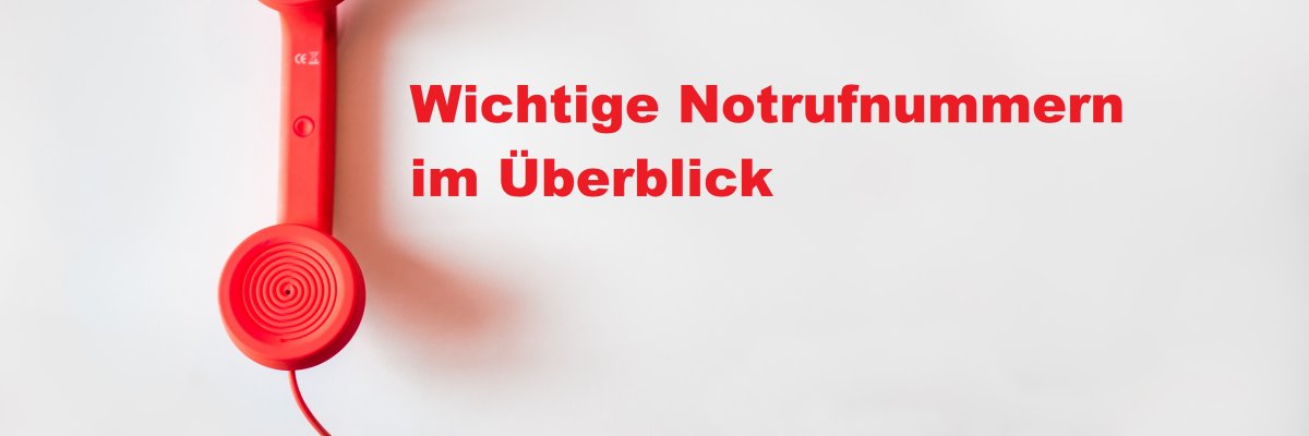 roter Telefonhörer mit Text "Wichtige Notrufnummern"