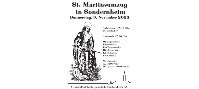 St. Martinsumzug in Sondernheim am 09.11.2023; Aufstellung um 17 Uhr in der Schulstraße