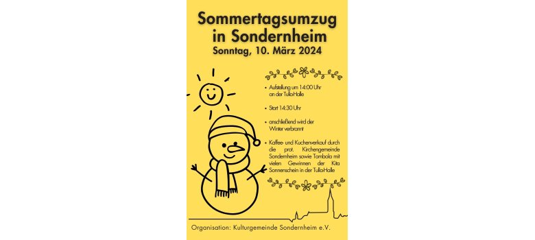 Sommertagsumzug in Sondernheim, 10.03.2024 um 14:30 Uhr