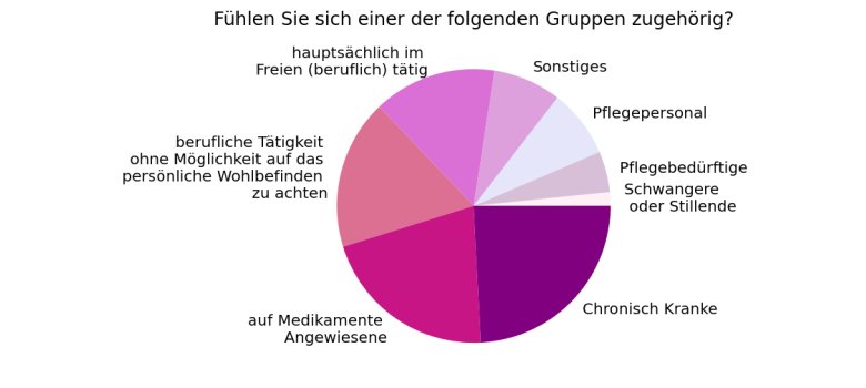 Zugehörigkeit zu vulnerablen Gruppen Die Grafik zeigt die Zugehörigkeit der Befragten zu vulnerablen Gruppen. Mehr Informationen im Fließtext.