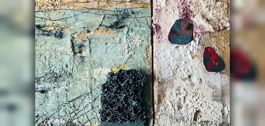 Acrylbild von Silke Lack - Mixed-Media auf Holz, Pigmente Acryl