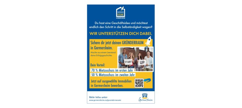 Plakat Gründerräume Aufruf Ein Plakat-Design, dass den Aufruf zusammenfasst und farblich udn grafisch darstellt